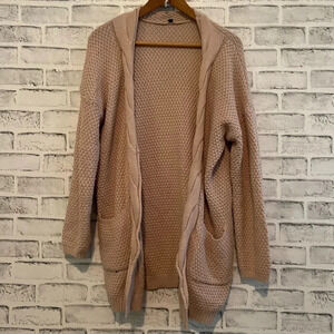 Women’s tan colored oversized open front cardigan Small